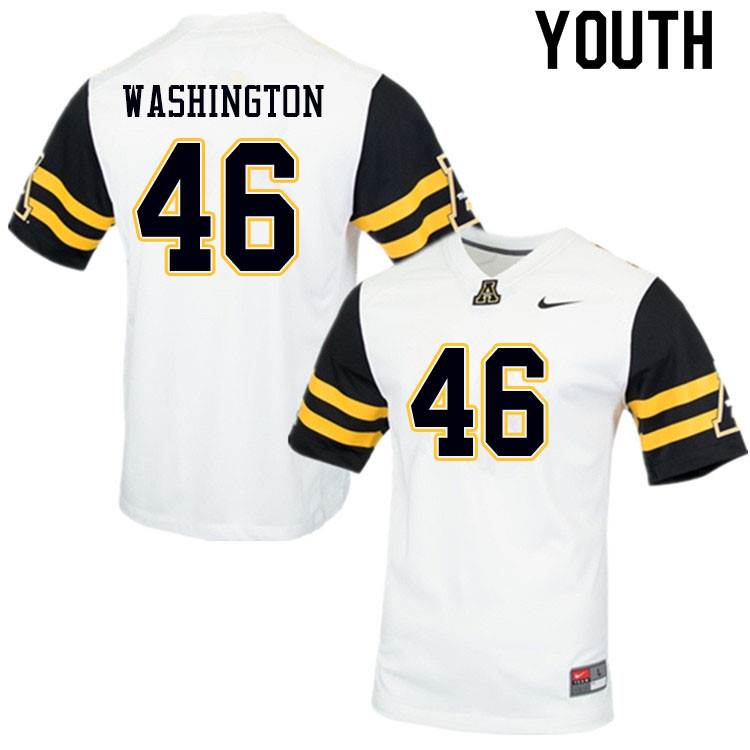 Youth #46 Chris Washington Appalachian State Mountaineers College Football Jerseys Sale-White - Click Image to Close